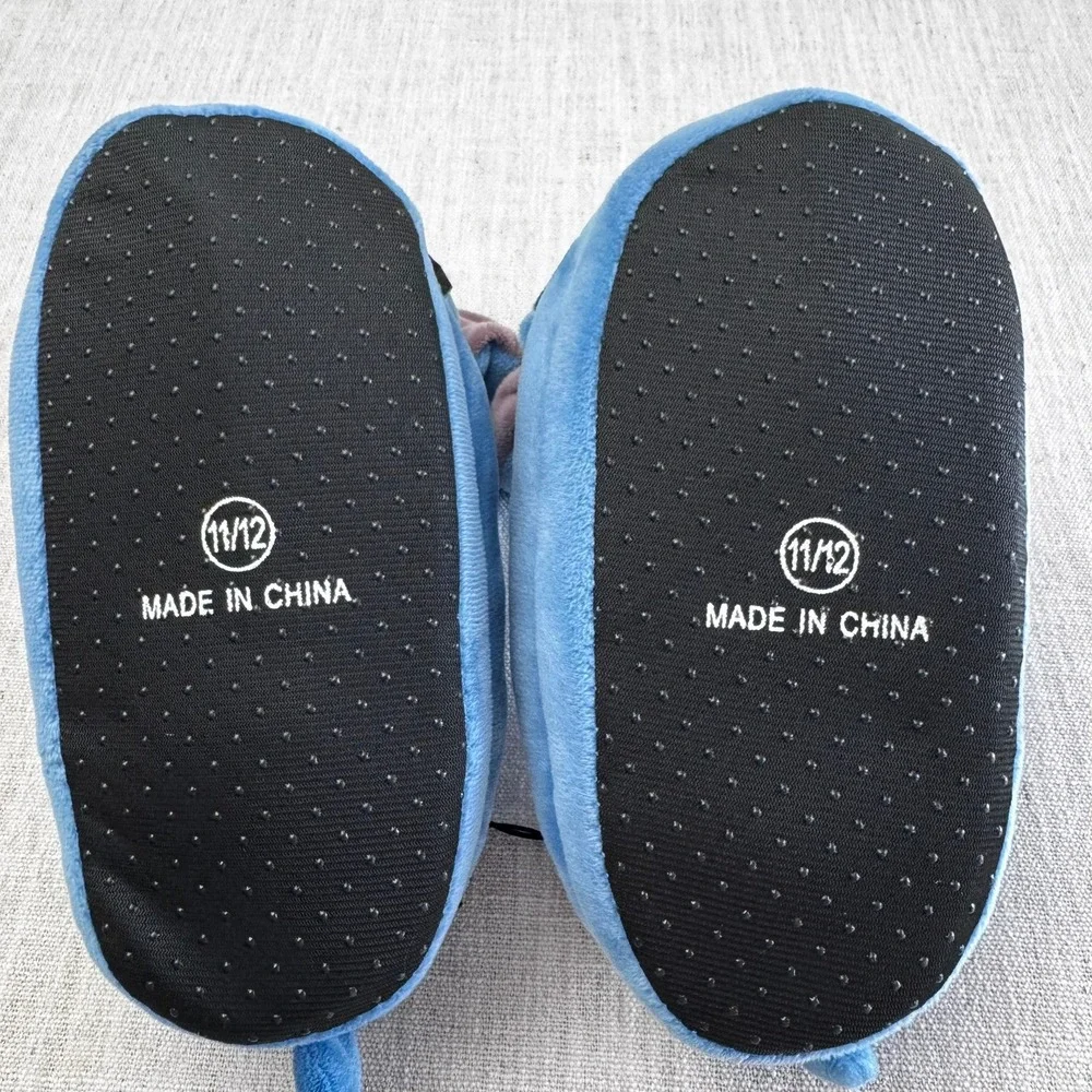 Disney Stitch Kids Pop Up Ears Plush Slippers Blue Size‎ 11/12 NEW